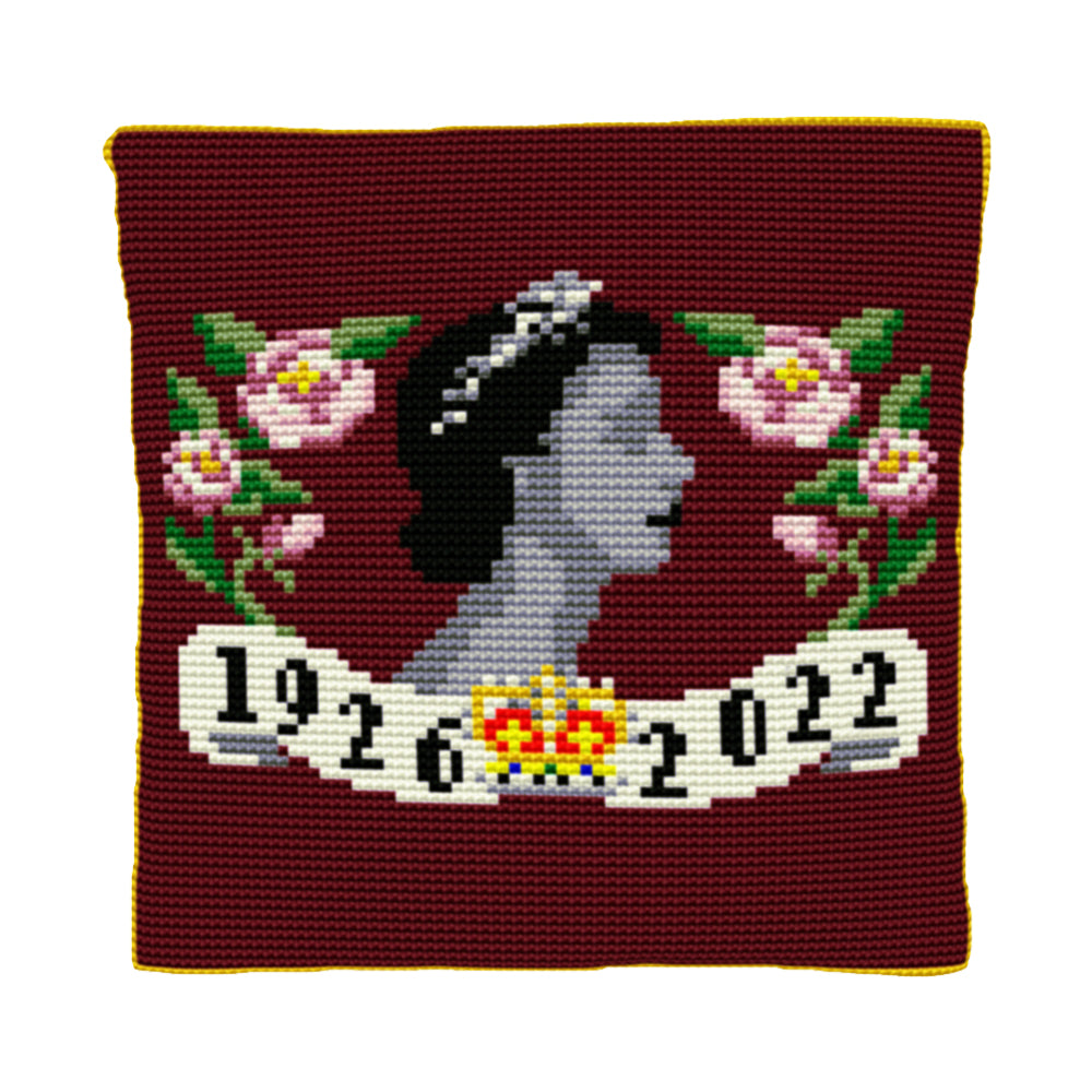 Queen Elizabeth II Floral (Burgundy) Finished Cushion