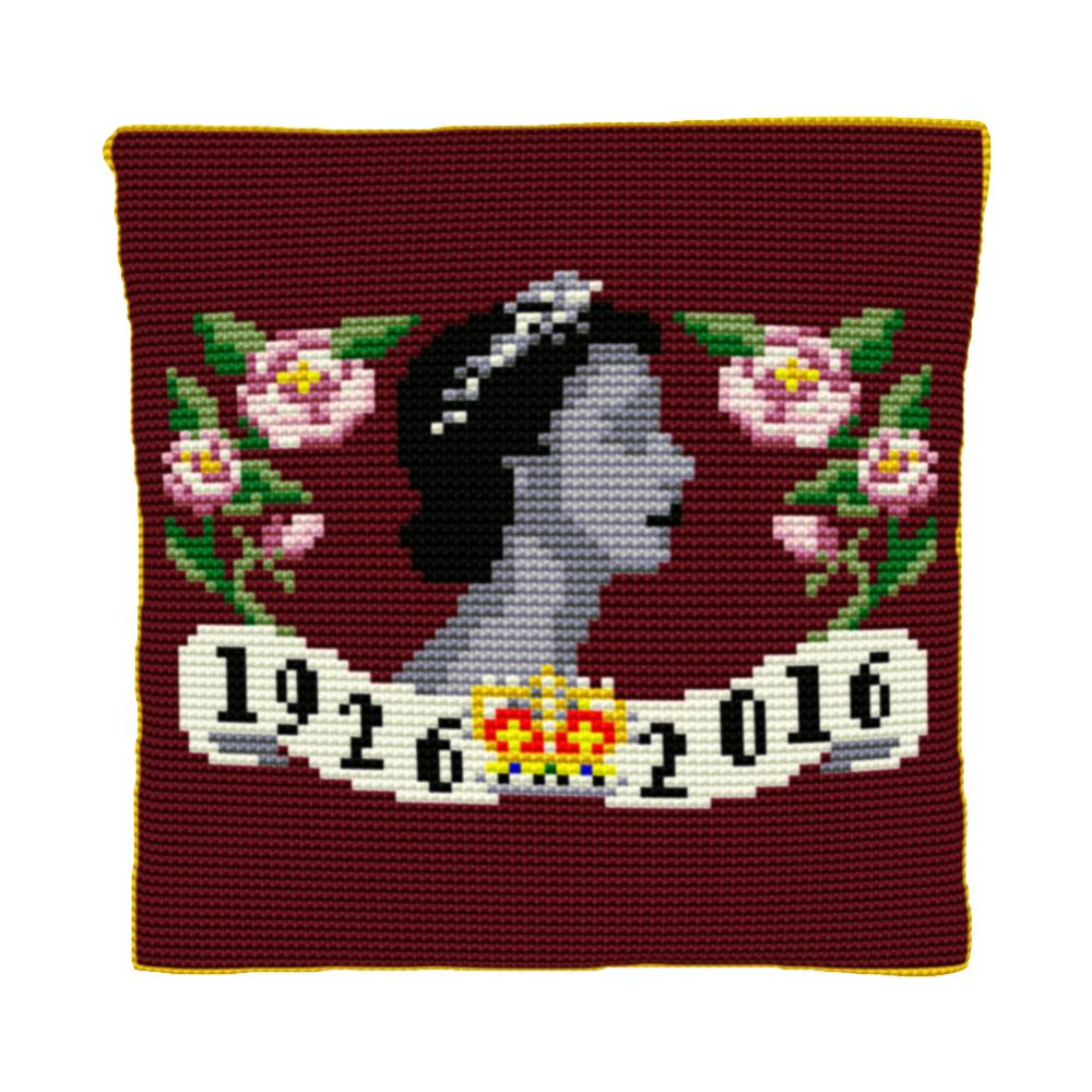 Floral 90th Birthday (Burgundy) Cushion Tapestry Kit