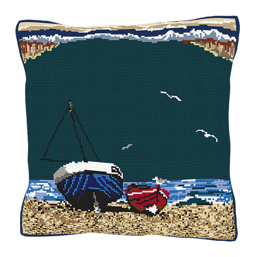 Fishing Boats Cushion Tapestry Kit